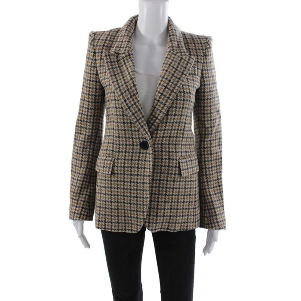 Etoile Isabel Marant Womens Houndstooth Print Blazer Brown Size EUR 34